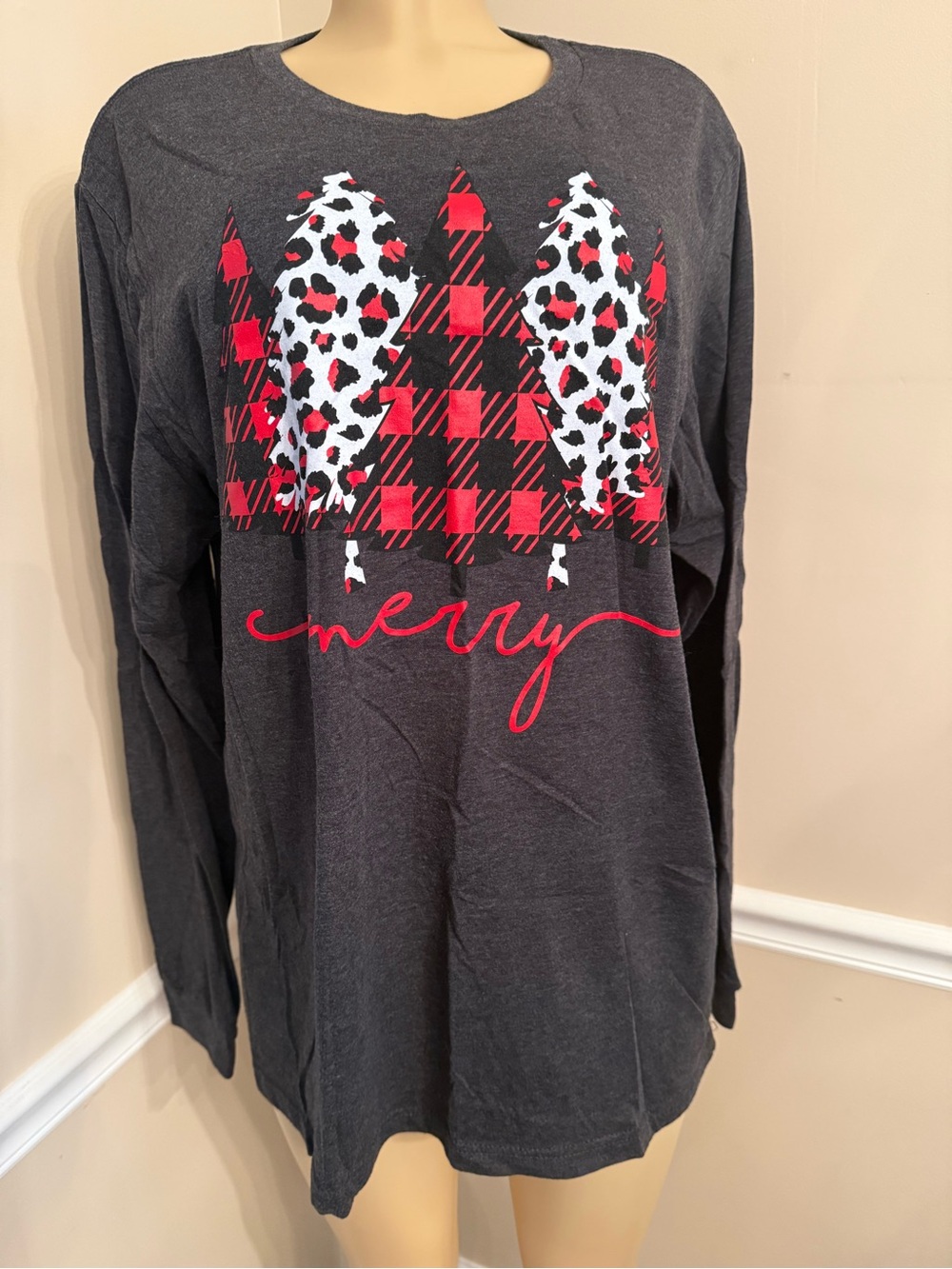 Bella Canvas Heather Modern Christmas Tee - Charcoal